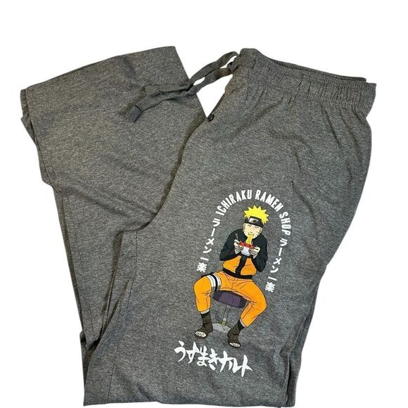 NWT Naruto Unisex Gray Graphic Lounge Jogger Pants Shippuden Ichiraku Ramen - XL - Picture 1 of 9